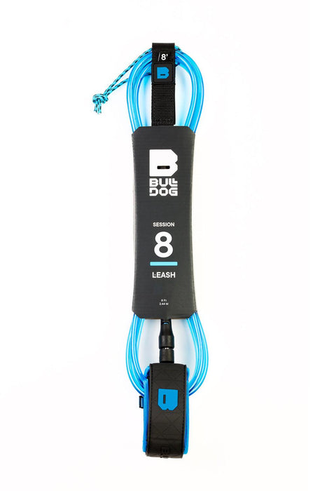 Bulldog 8ft Black Cyan Blue Surfboard Ankle Leash