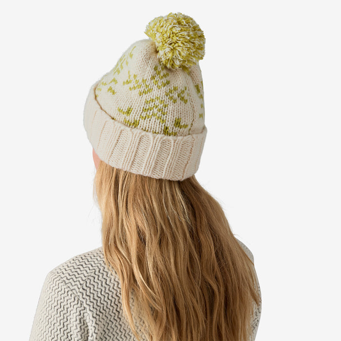 Patagonia Snowbelle Beanie Evergreen Flakes: Birch White